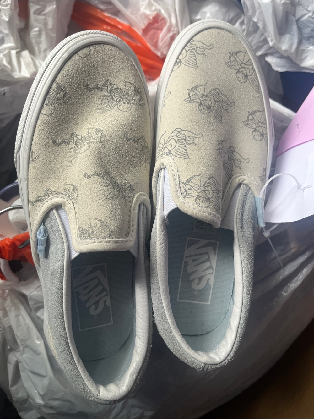 NWOT Vans women’s Slip-On Shoes in Light Blue with Pegasus Print